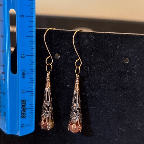 Elegant copper filigree  Dangle Earrings - Picture 4 of 5